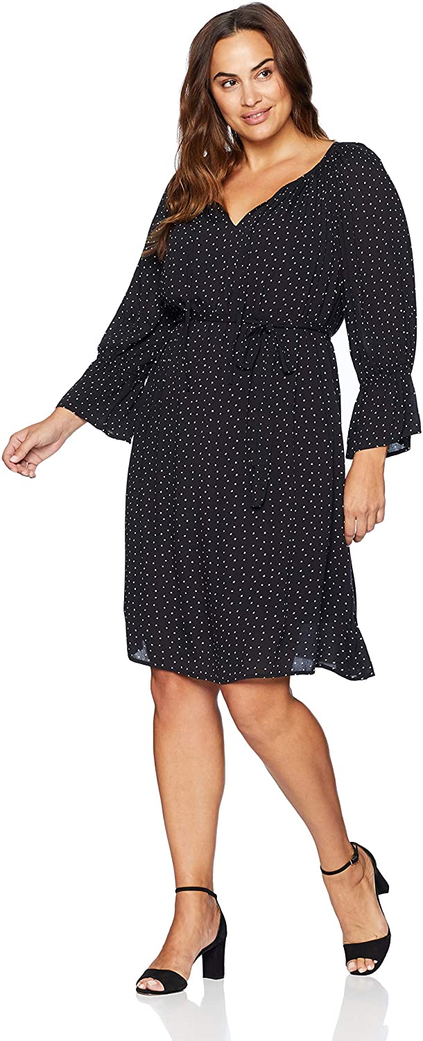 Price:$92.30 Lucky Brand Women's Plus Size Printed Bell Sleeve Dress, Black/Multi, 2X at Amazon Women’s Clothing store