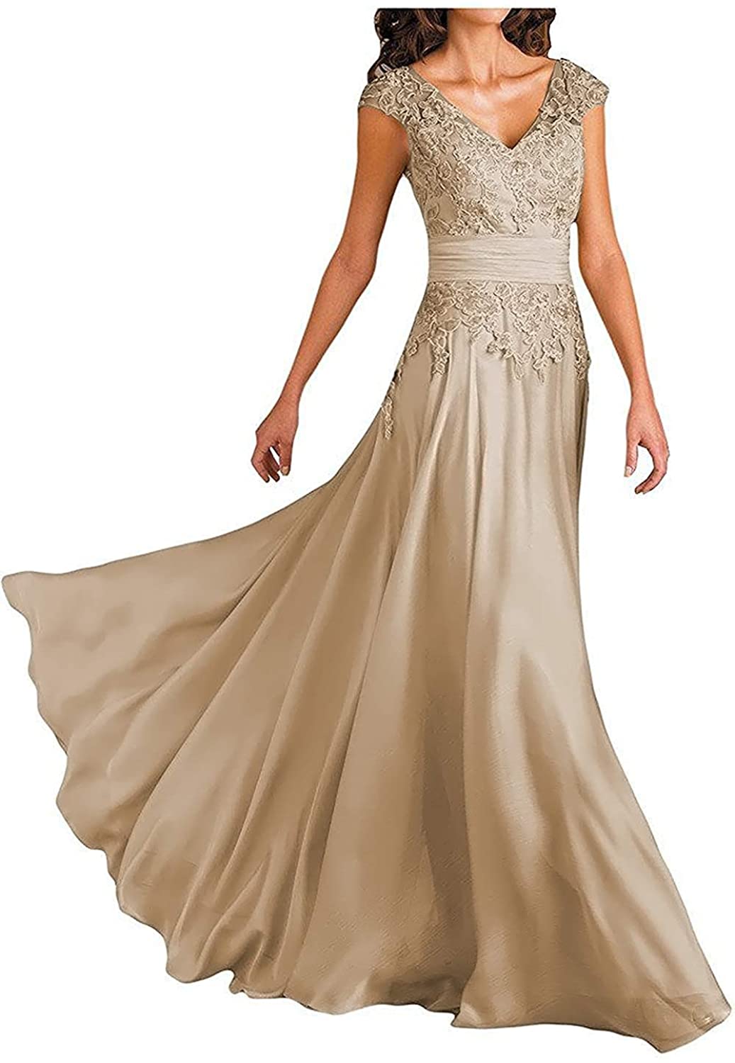 Price:$85.00 Lover Kiss Women's Long V-Neck Cap Sleeve Lace Mother Of The Bride Dresses at Amazon Women’s Clothing store