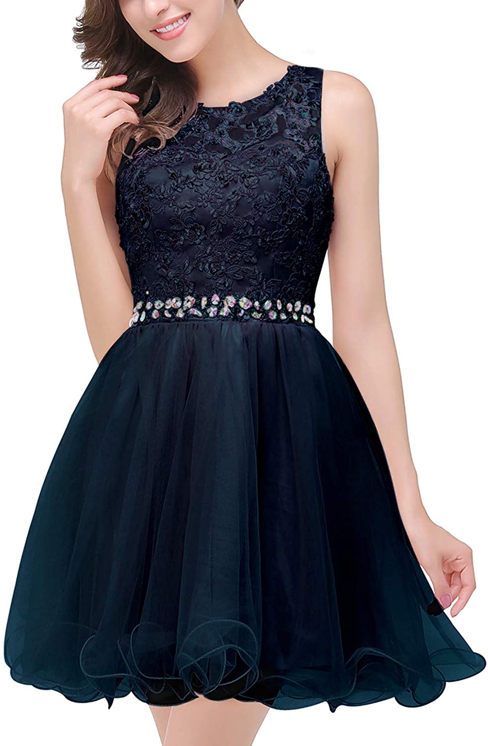 Price:$55.99    MisShow Lace Tulle Prom Homecoming Dresses Short Quinceanera Dress  Clothing