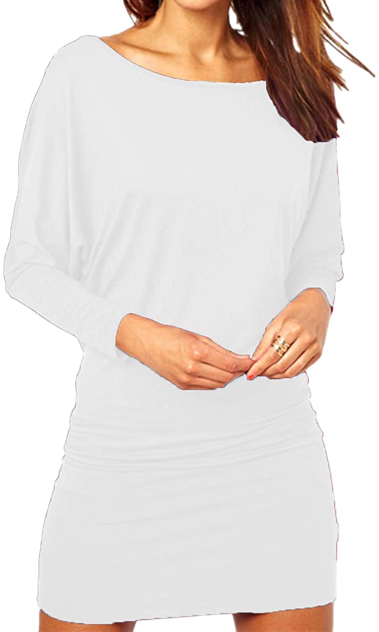 Price:$16.99 Haola Women's Loose Bat Sleeve Loose Fashion Party Mini Dresses at Amazon Women’s Clothing store