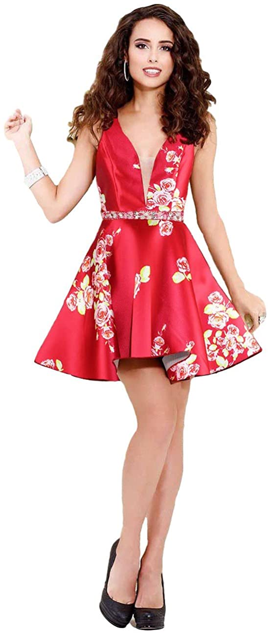 Price:$49.99    Meier Women's Sleeveless Flair Floral Print Cocktail Homecoming Dress  Clothing