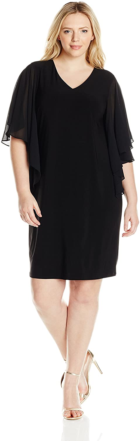 Price:$48.88    MSK Women's Plus-Size Tullip Sleeve Woven Short Dress, Black, 1X  Clothing