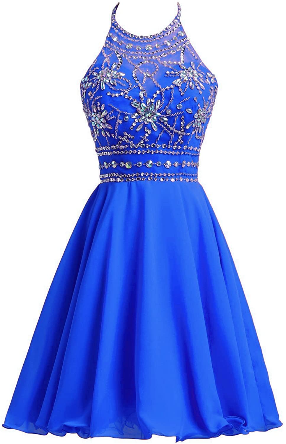 Price:$44.80    Belle House Chiffon Homecoming Dresses for Juniors Halter Prom Party Ball Gowns  Clothing