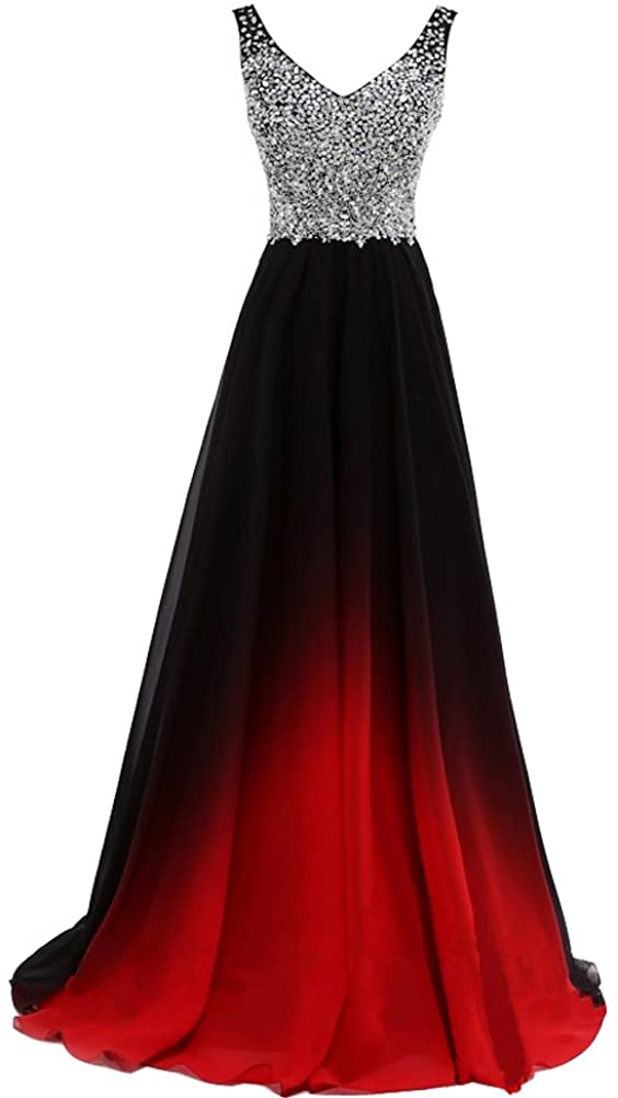 Price:$116.99 Lemai Women's Ombre Chiffon Beaded Gradient Long Prom Evening Dresses at Amazon Women’s Clothing store