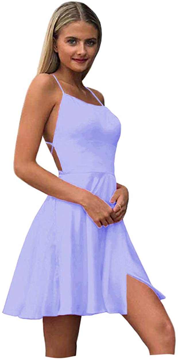 Price:$57.00    GAGC Women's Spagetti Straps Halter Short Slit Graduation Prom Party Dress  Clothing