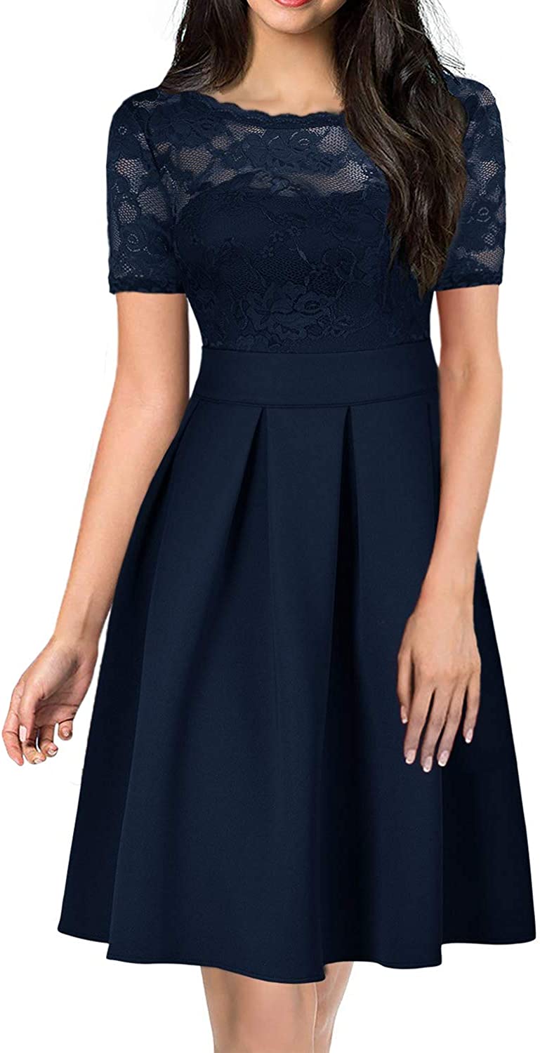 Price:$18.99    Women's 1950's Vintage Elegant Bridesmaid Evening Cocktail Party Lace Flare Swing Dress 920  Clothing