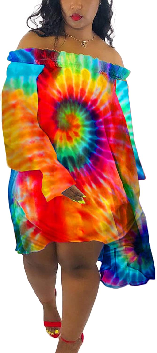 Price:$6.99 Women's Colorful Off Shoulder Casual Long Sleeve High Low Asymmetric Party Midi Dresses(S-3XL) at Amazon Women’s Clothing store