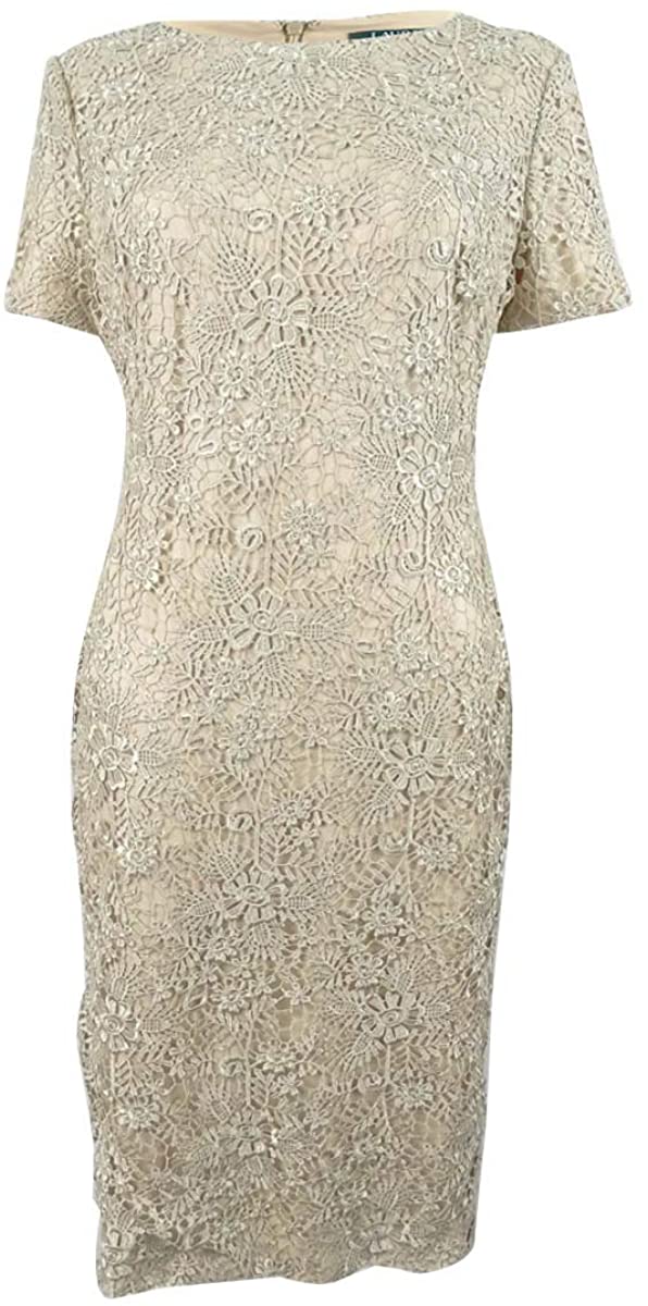 Price:$99.99    Lauren by Ralph Lauren Women's Lace Fit & Flare Dress (6, Champagne)  Clothing
