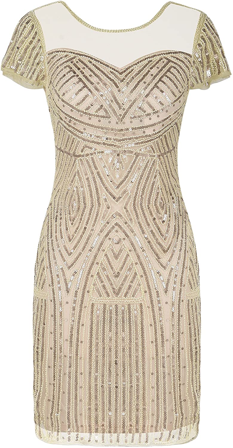 Price:$35.99    PrettyGuide Women's Gatsby Dress 1920s Bead Sequin Deco Cocktail Flapper Dress  Clothing