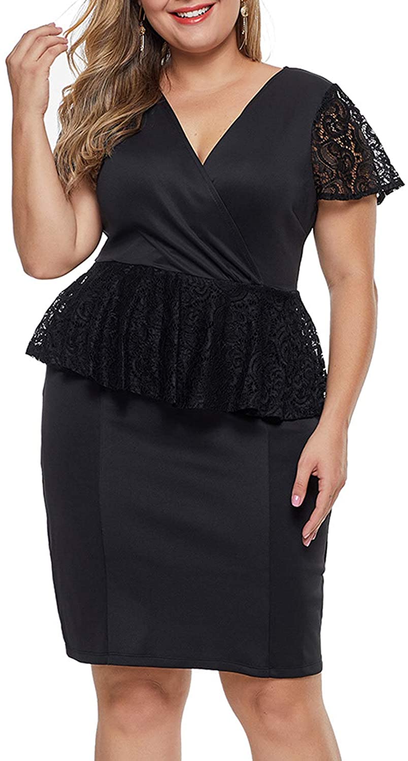 Price:$24.99    Diukia Women's Plus Size Flare Sleeve Bodycon Pencil Business Scuba Sheath Party Dress  Clothing