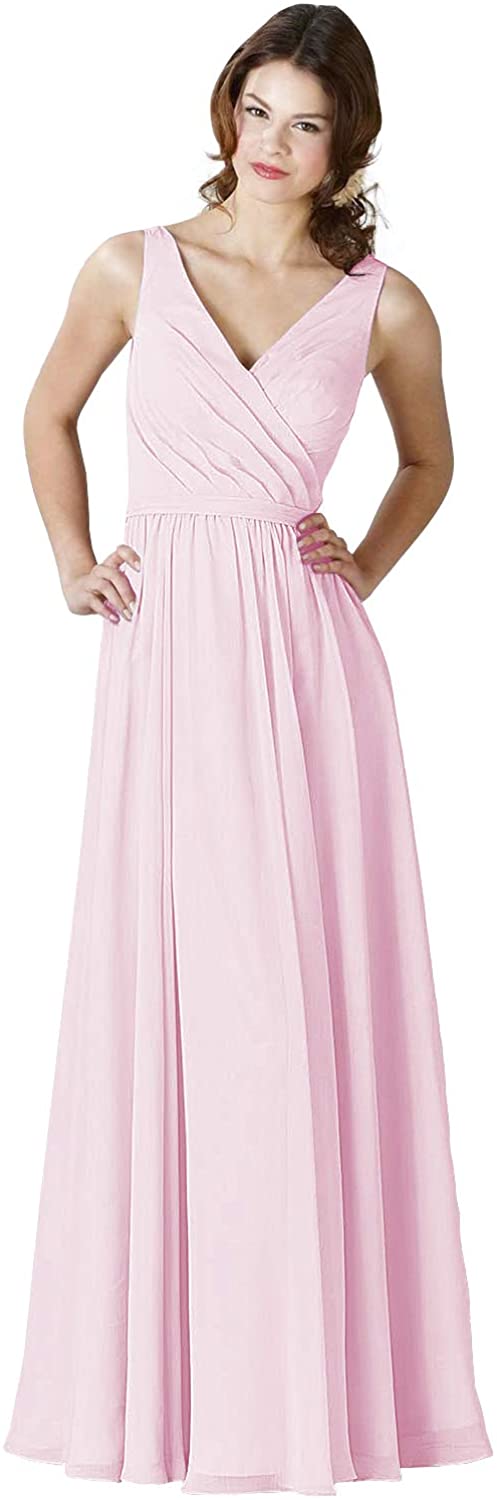 Price:$64.99 WaterDress Women's Pleated V Neck Bridesmaid Dresses Long Chiffon Party Evening Gown Formal WD45P at Amazon Women’s Clothing store