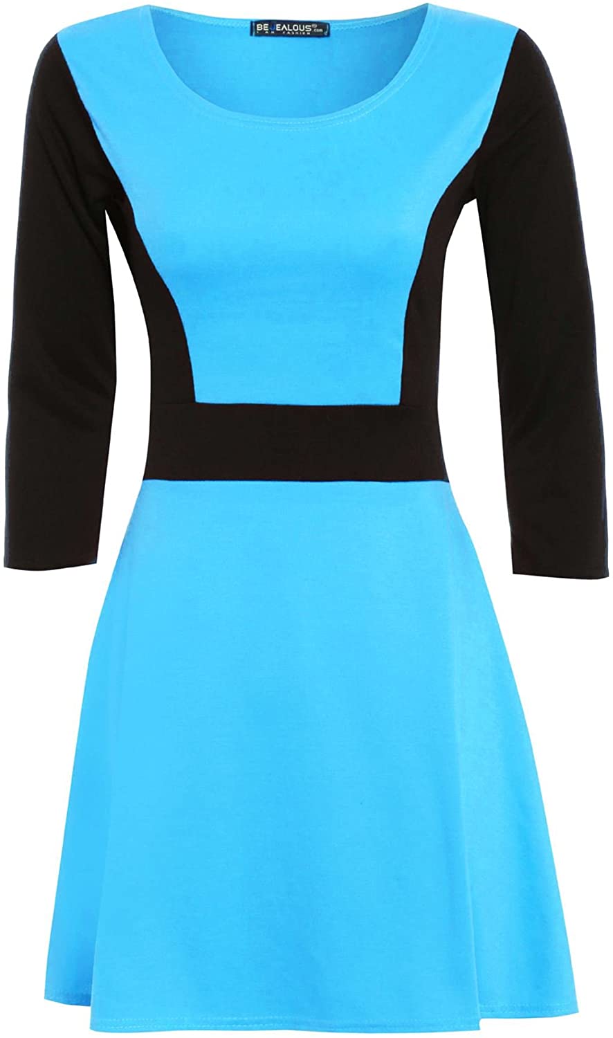 Price:$3.72 Oops Outlet Women's Contrast Sleeve Panel Flared Skater Dress at Amazon Women’s Clothing store
