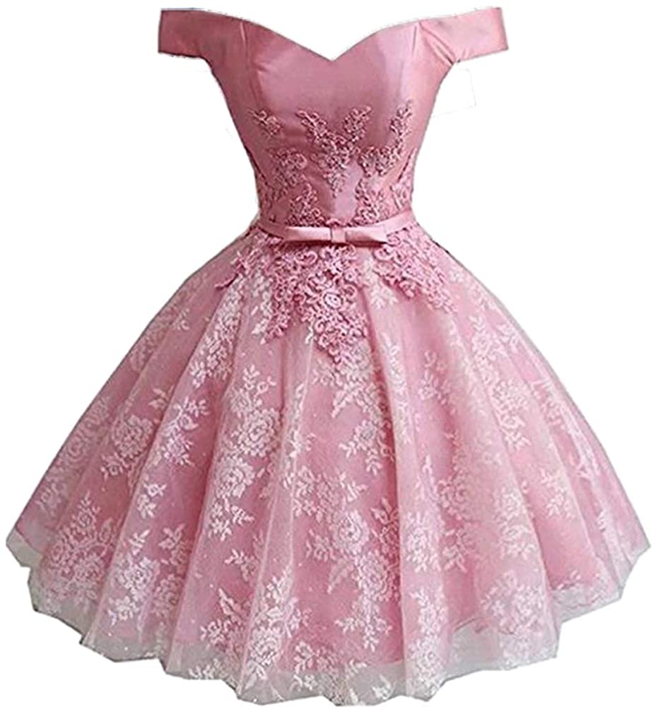 Price:$59.99    Chupeng Women's Off Shoulder Lace Homecoming Dress for Junior Short Ball Gown Prom Evening Party Dress  Clothing