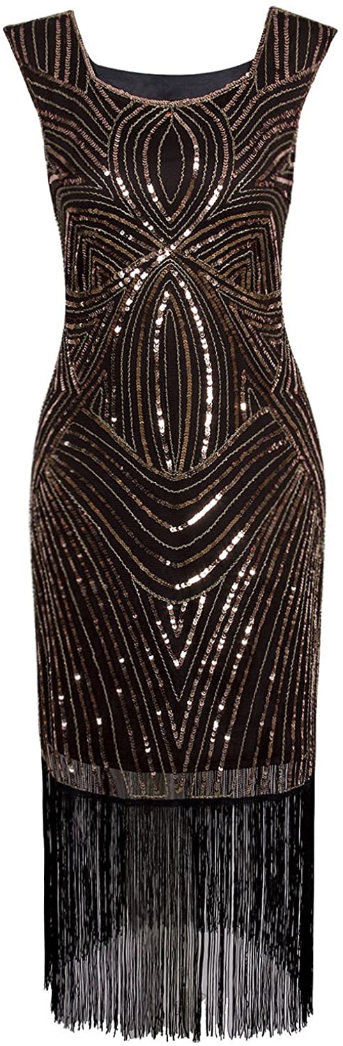 Price:$29.99    VIJIV Long Prom 1920s Vintage Fringe Sequin Art Nouveau Deco Flapper Dress  Clothing