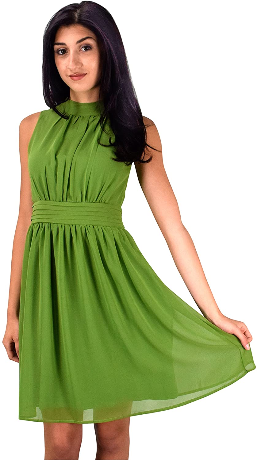 Price:$14.95 Peach Couture Womens Sleeveless Chiffon Classic Casual Fit & Flare Dress at Amazon Women’s Clothing store