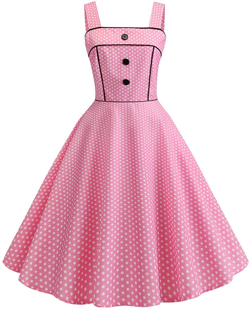 Price:$9.99    Women Vintage Polka Dot Retro Cocktail Prom Dresses 50's 60's Rockabilly  Clothing