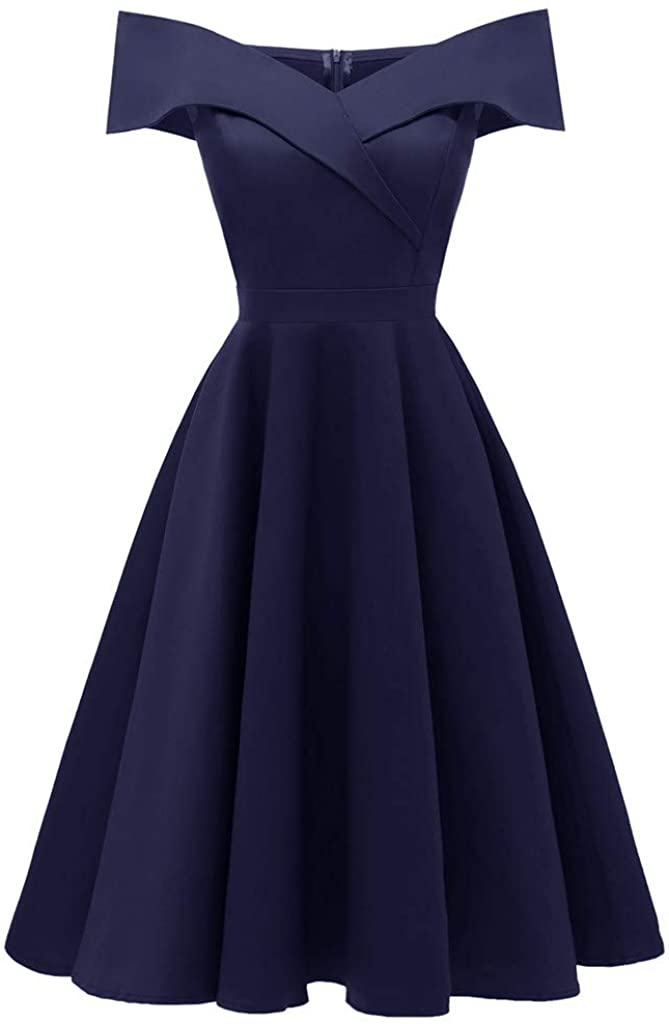 Price:$19.66 HIKO23 Cocktail Dress For Women Elegant Off-The- Swing Dress A-Line Party Dress at Amazon Women’s Clothing store