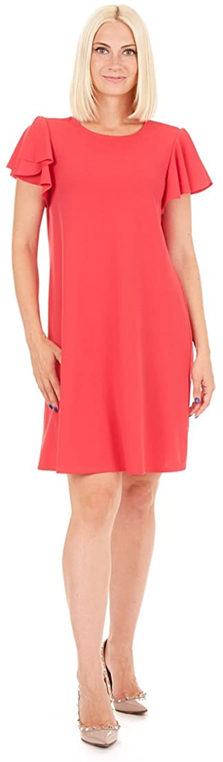 Price:$27.57    T I A N A B. Women's A-line Dress with Split Short Ruffle Sleeve  Clothing