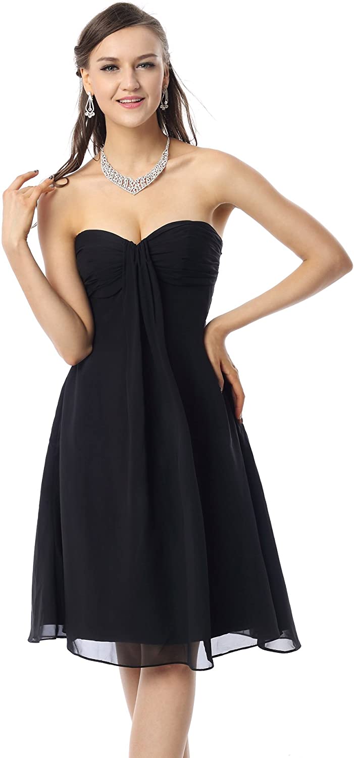 Price:$41.99    Charmian Women's Sweetheart Chiffon Short Cocktails Party Little Black Dress  Clothing