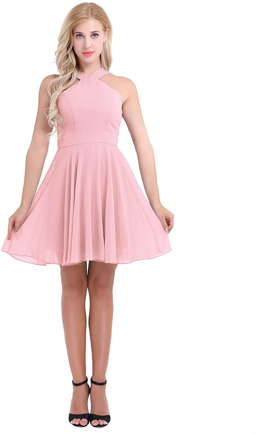 Price:$17.45 Freebily Sexy Women's Chiffon Criss-Cross Evening Party Prom Gown Bridesmaid Short Formal Dress at Amazon Women’s Clothing store