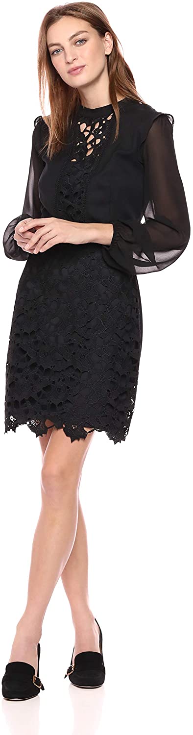 Price:$45.99    kensie Women's Cutout Lace Front Dress  Clothing