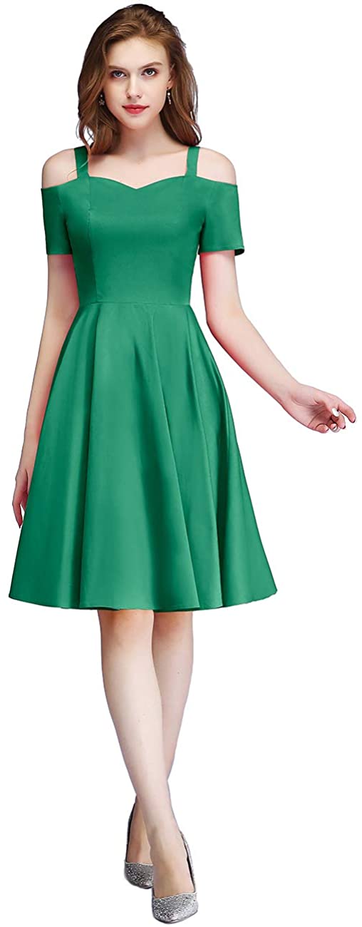 Price:$19.99    1950 Rockabilly Dresses for Women, Vintage 50s Homecoming Dress Spaghetti Strap Sweetheart Neck A-line Audrey Hepburn Dresses  Clothing