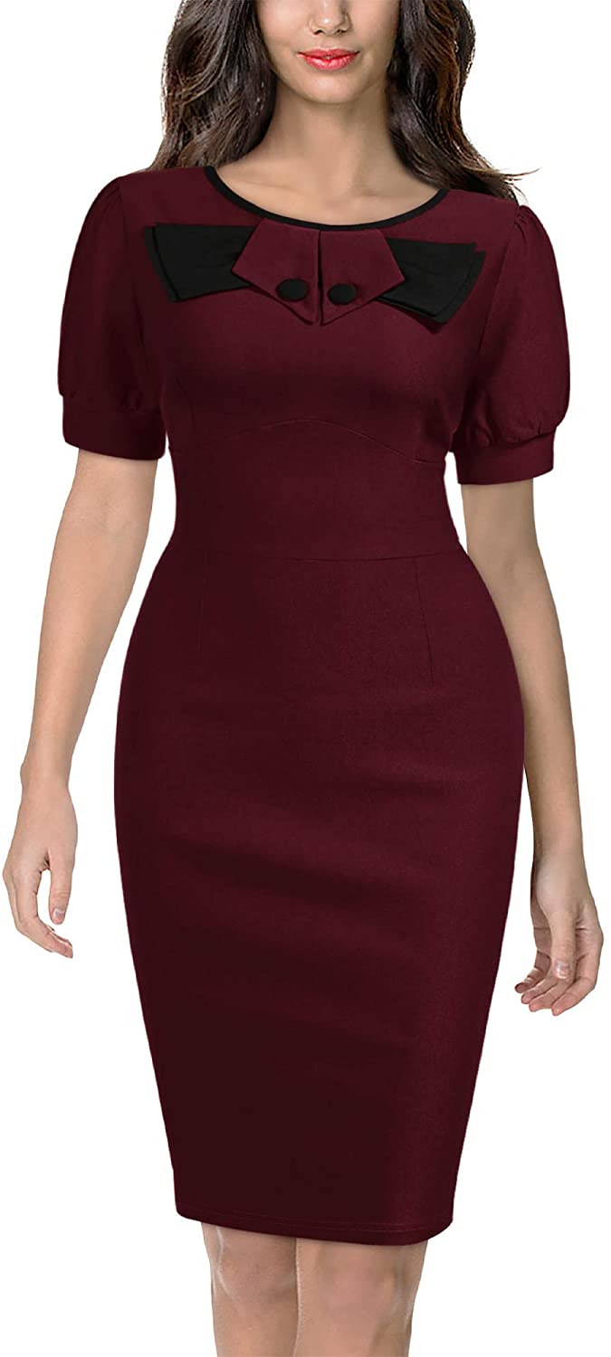 Price:$29.99    Miusol Women's Retro Bow Slim Style Cocktail Party Dress  Clothing