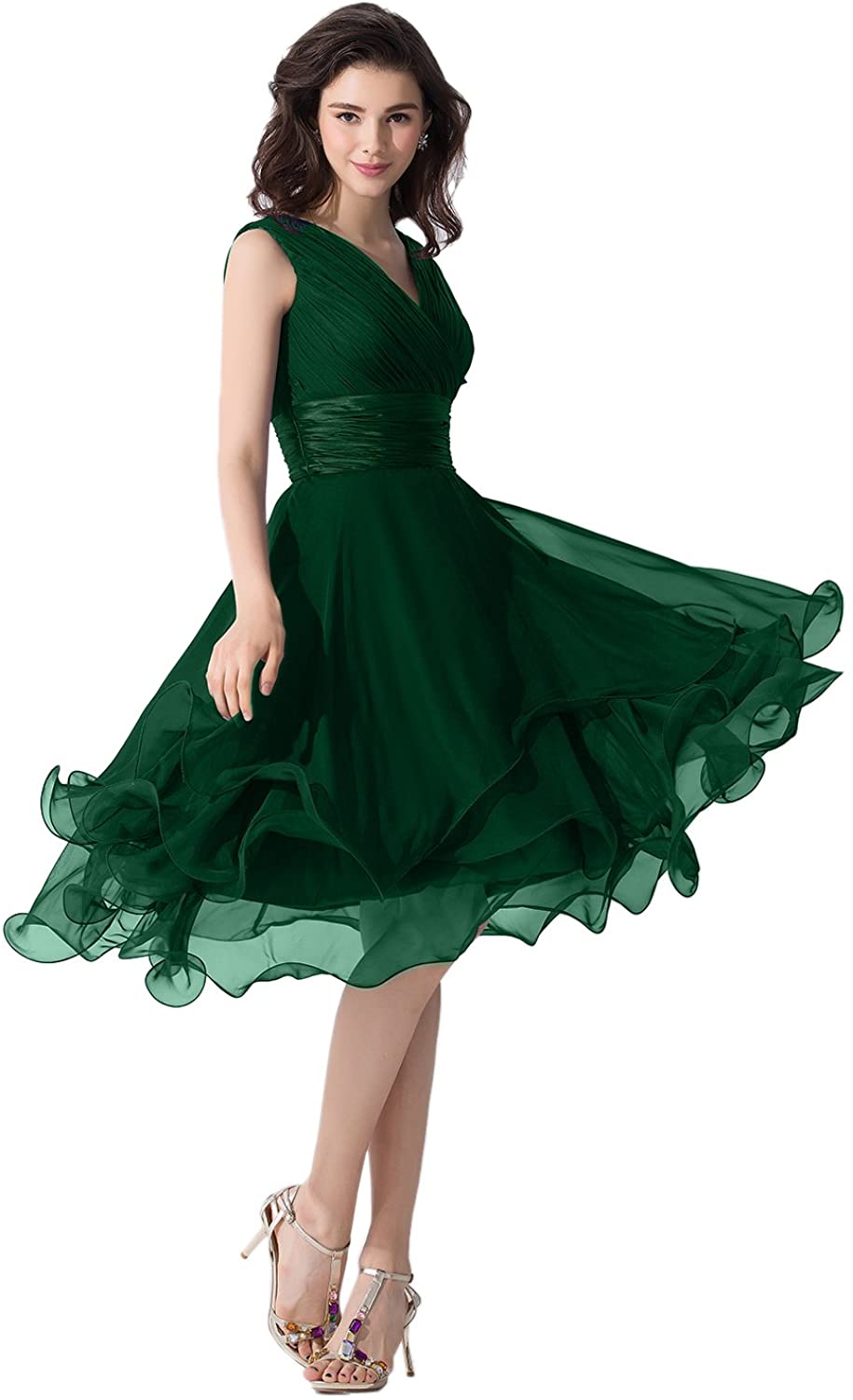 Price:$69.68 DINGZAN Woman's Short Bridesmaid Gowns Mother of The Groom Dress Chiffon at Amazon Women’s Clothing store