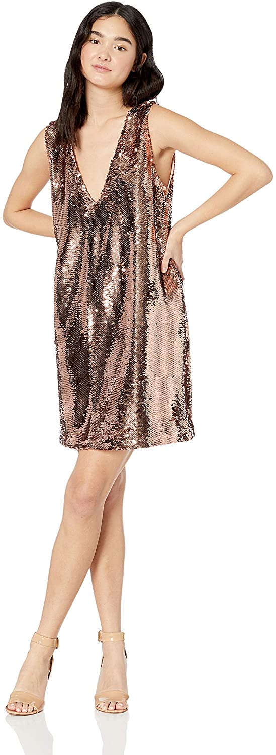 Price:$95.85    BB Dakota Women's Sparkle Motion Sequin V-Neck Shift Dress  Clothing