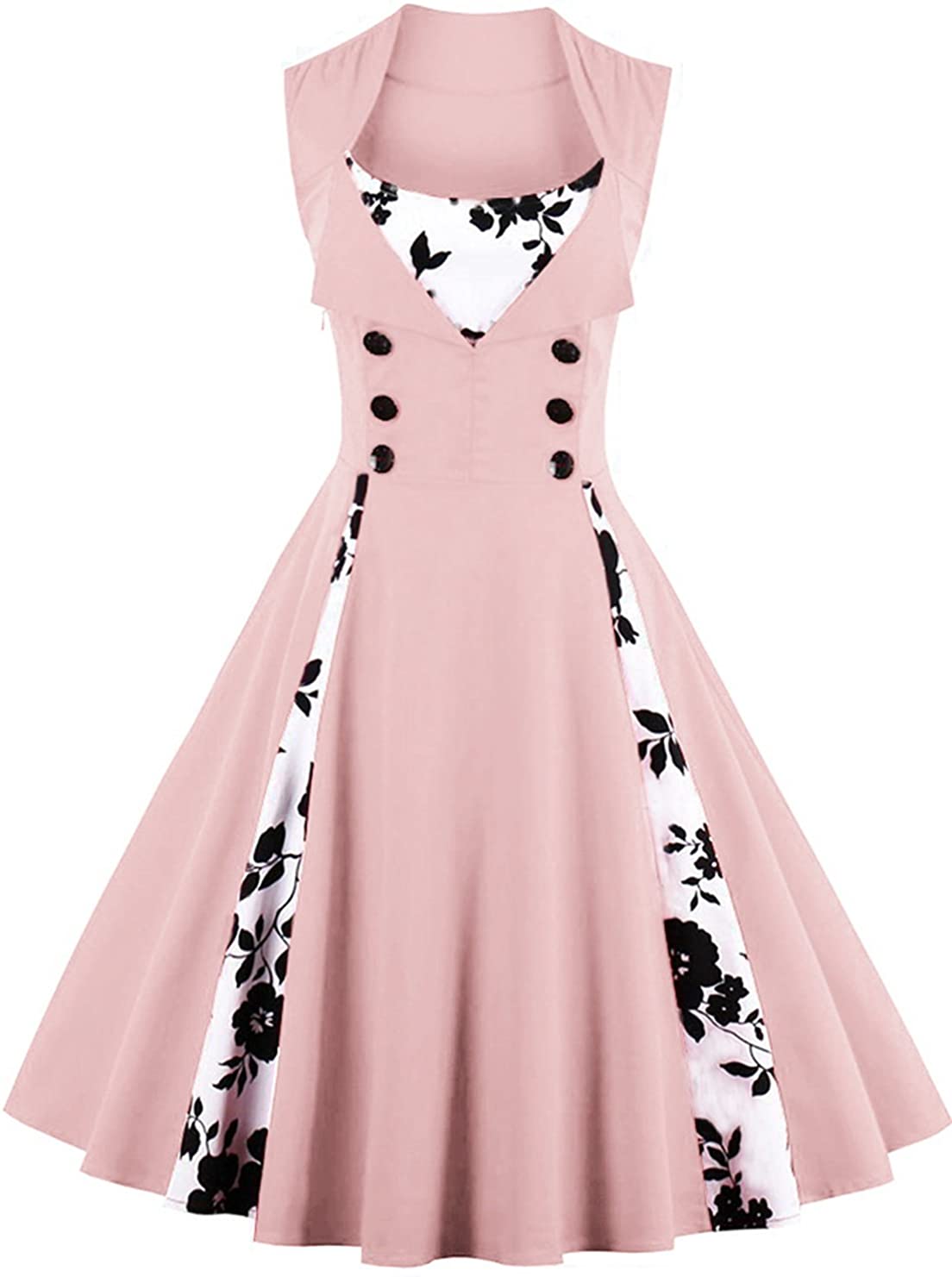 Price:$23.36    Jiuzhoudeal Women's 1950s Vintage Sleeveless Retro Swing Party Classy Dress  Clothing