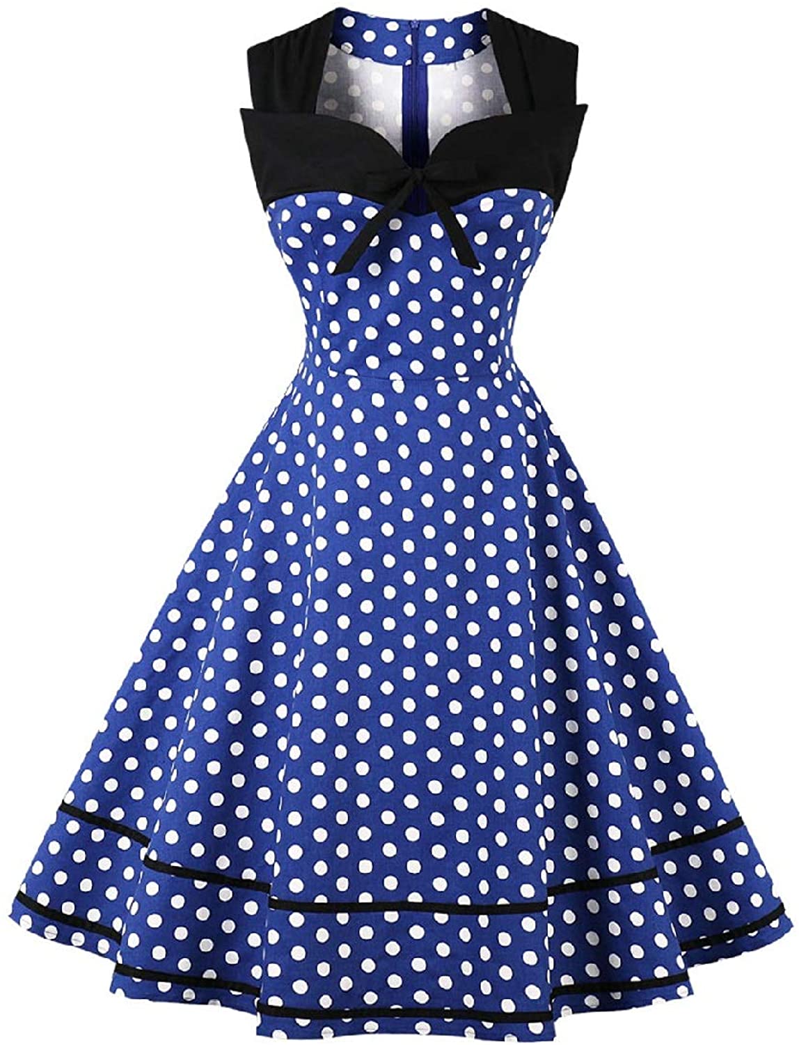 Price:$19.99 Yacun Women Vintage Dress Polka Dot Cocktail Swing Dress Rockabilly 1940s 50s at Amazon Women’s Clothing store