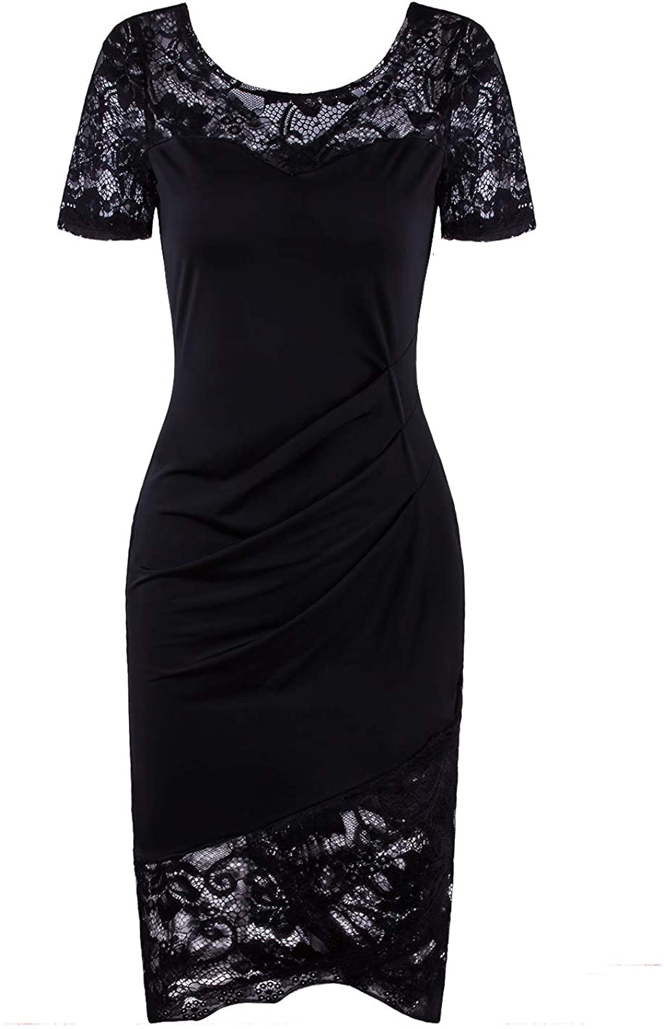 Price:$14.99    VIJIV Vintage Black Sequin Lace Cocktail Flapper Dress with 3/4 Sleeves for Wedding Party  Clothing