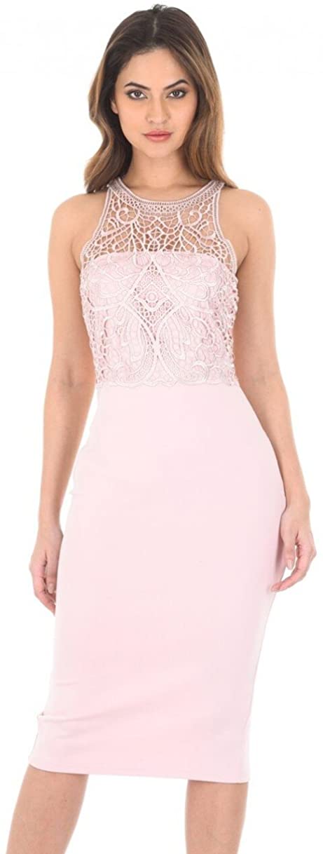 Price:$34.95    AX Paris Women's Crochet High Neck Midi Dress  Clothing