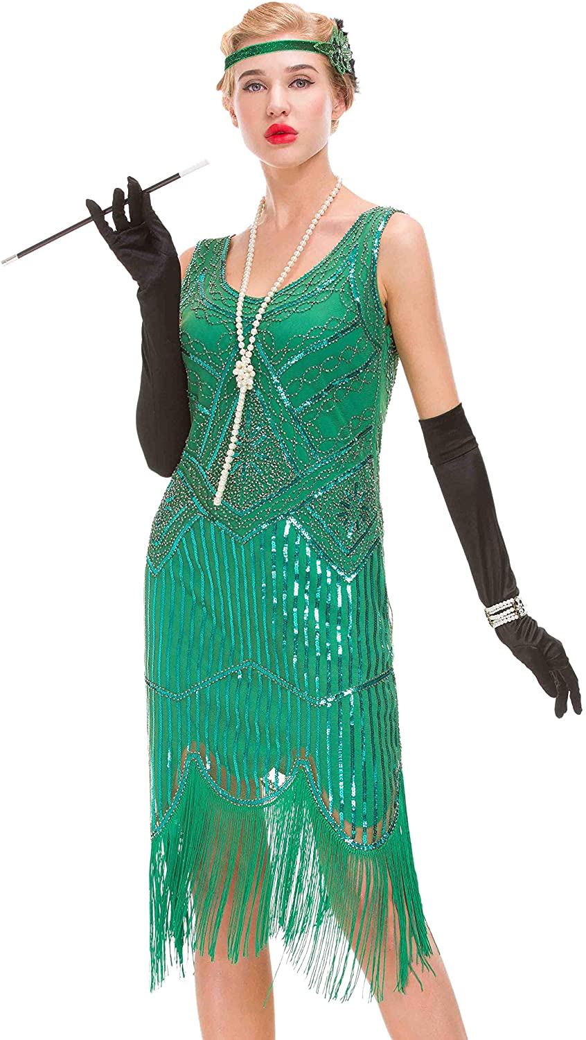 Price:$38.99    GVOICE Women's 20S Gatsby Dress - Inspired Art Deco Flapper Dress  Clothing