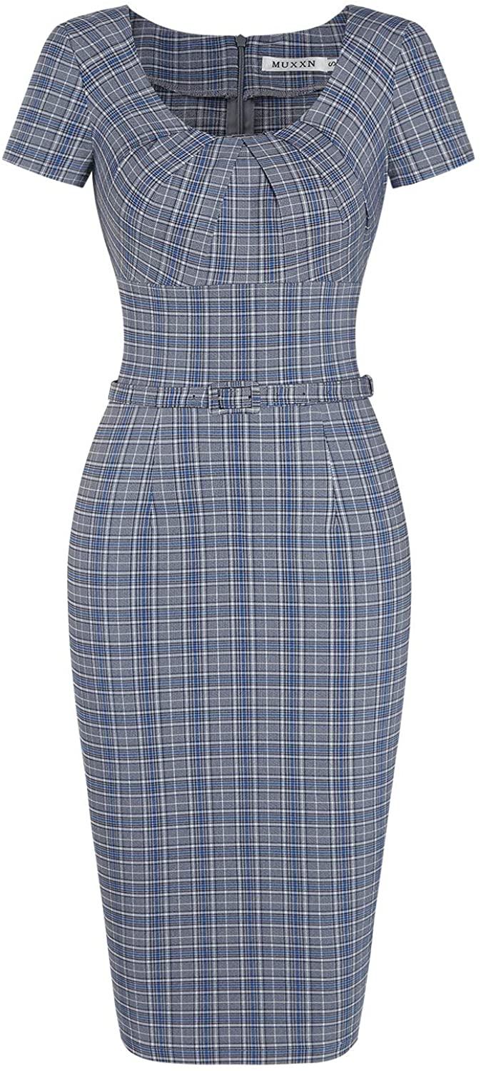 Price:$32.99    MUXXN Women's Pinup Style Short Sleeve Summer Sheath Formal Party Dress  Clothing