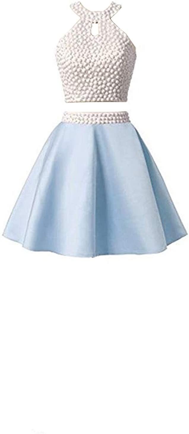 Price:$29.99    Emmani Women's Halter Two Pieces Short Beading Homecoming Dresses  Clothing