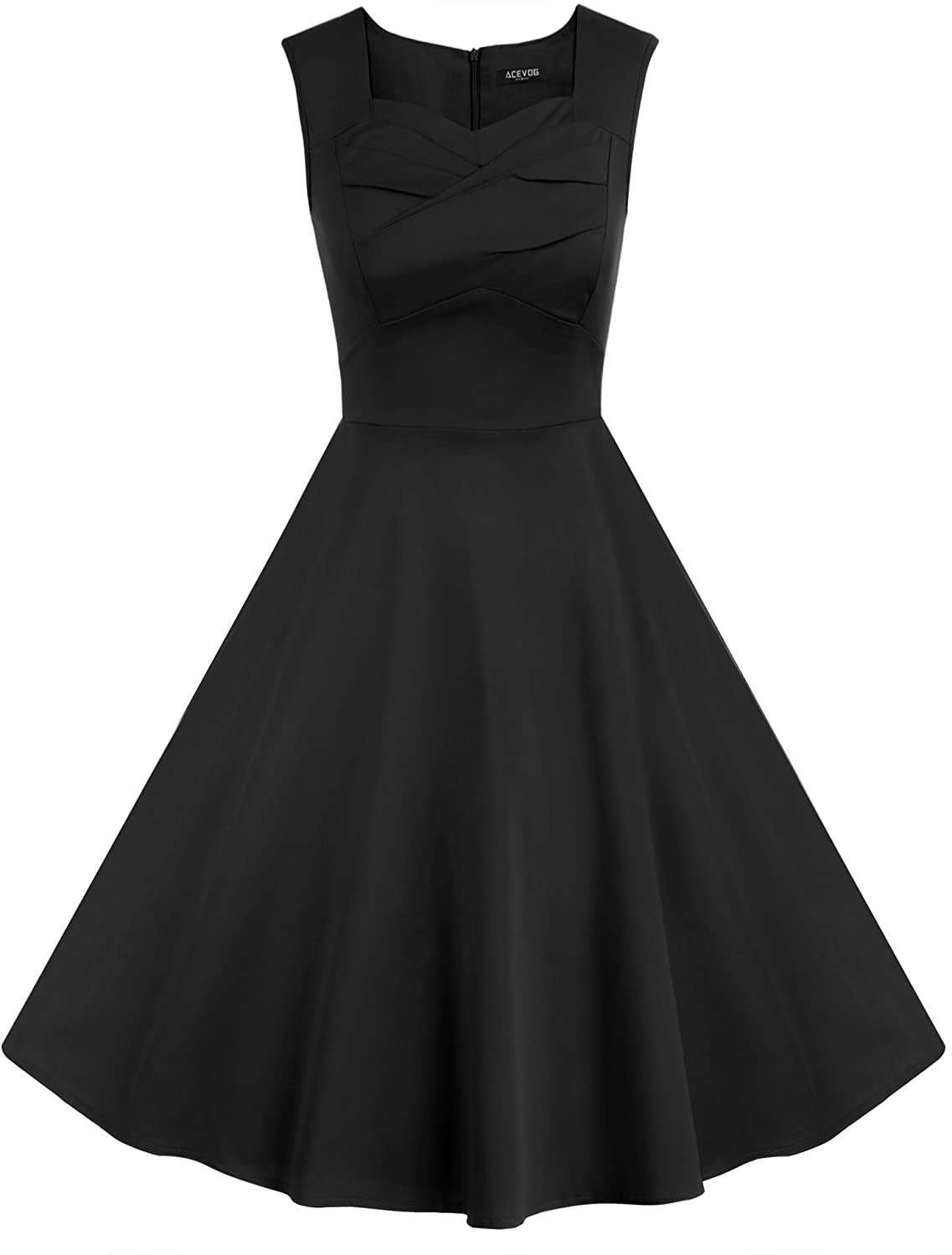 Price:$27.99 ACEVOG Women 1950s Vintage Retro Capshoulder Party Swing Dress at Amazon Women’s Clothing store
