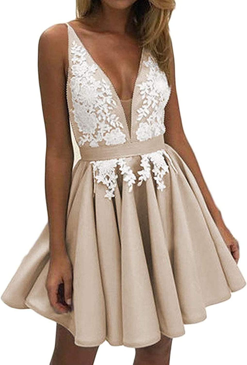 Price:$59.99    Shindress Women V-Neck Homecoming Dresses Short Beaded with Pockets 2019 Formal Bridesmaid Party Gown DH06  Clothing