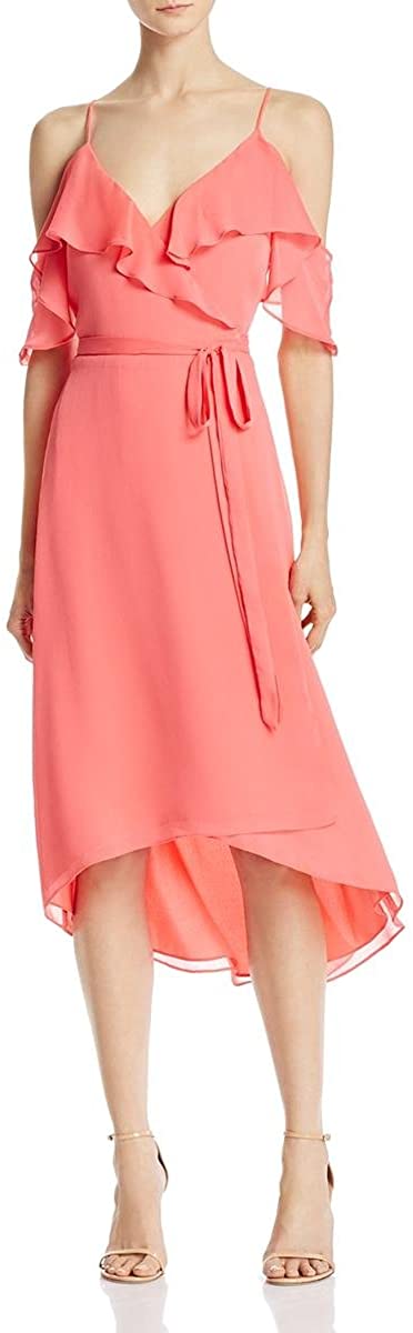 Price:$33.99 WAYF Womens Walden Off-The-Shoulder Wrap Cocktail Dress Pink L at Amazon Women’s Clothing store