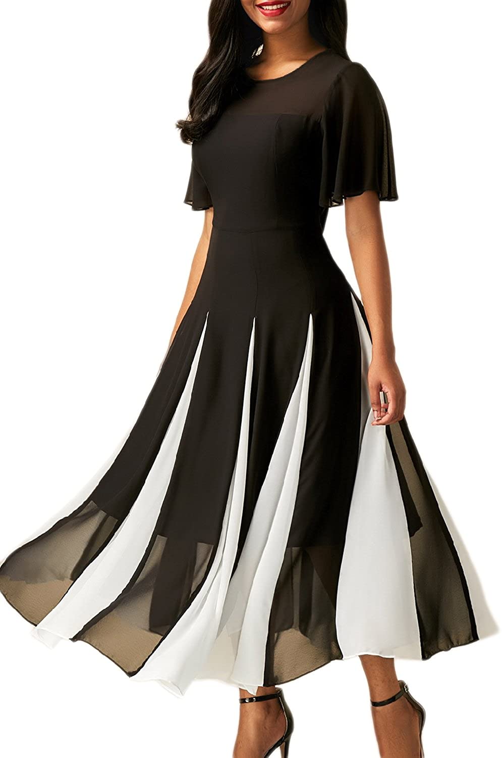 Price:$16.99 Zamtapary Womens Maxi Dress Summer Formal Pleated Chiffon Long Cocktail Dresses at Amazon Women’s Clothing store