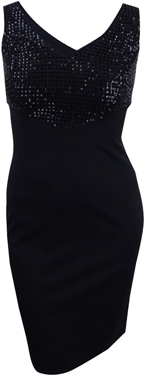 Price:$69.98    Ralph Lauren $185 Womens New 1077 Black Sequined Zippered Dress 18 B+B  Clothing