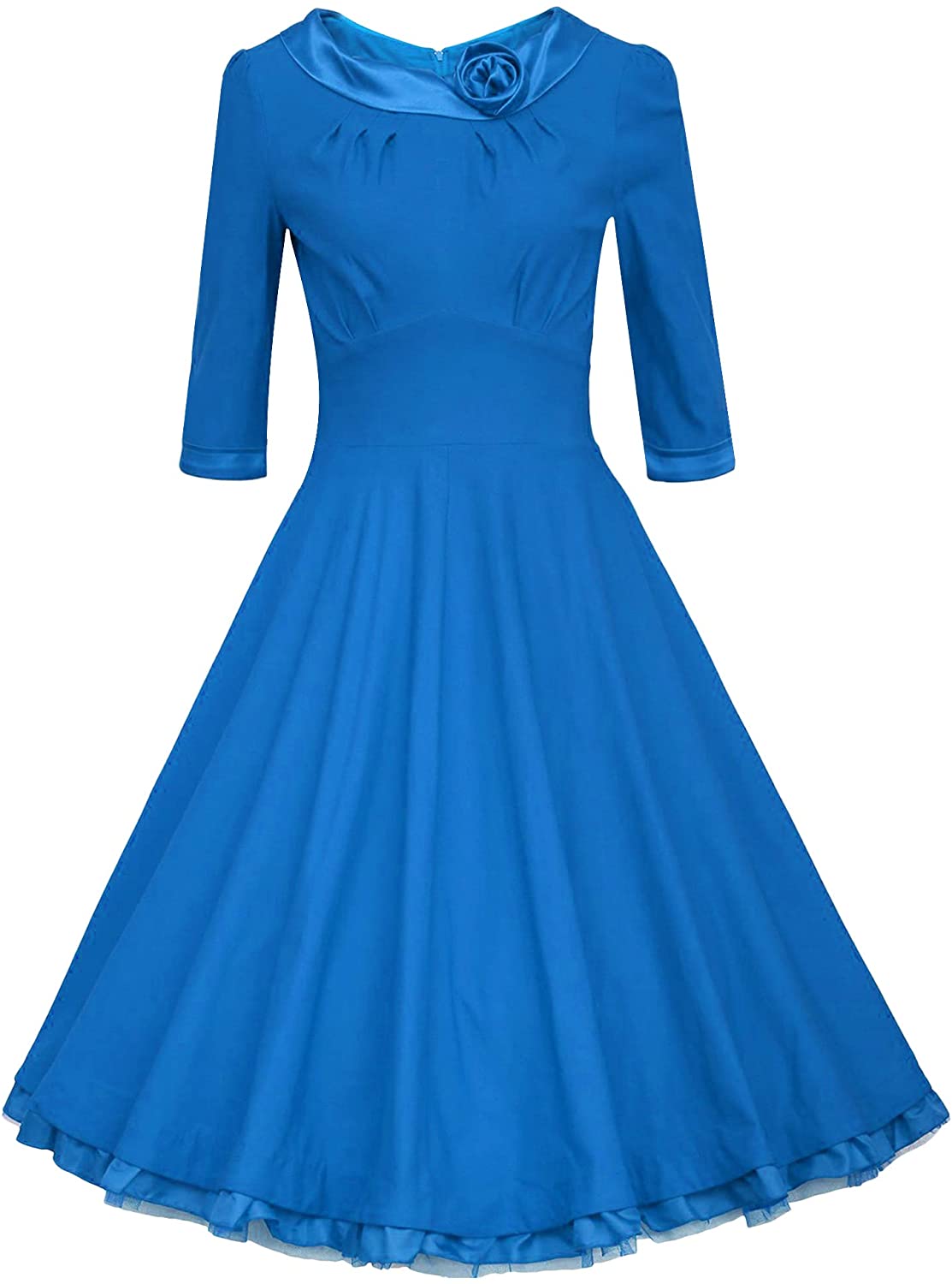 Price:$63.99 ANGVNS Women's 1950s Vintage 3/4 Sleeve Rockabilly Swing Dress for Party Cocktail, 10 Colors at Amazon Women’s Clothing store