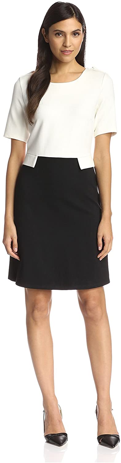 Price:$25.99    JB by Julie Brown Women's Tegan Colorblocked Shift Dress, Ivory/Black, L  Clothing