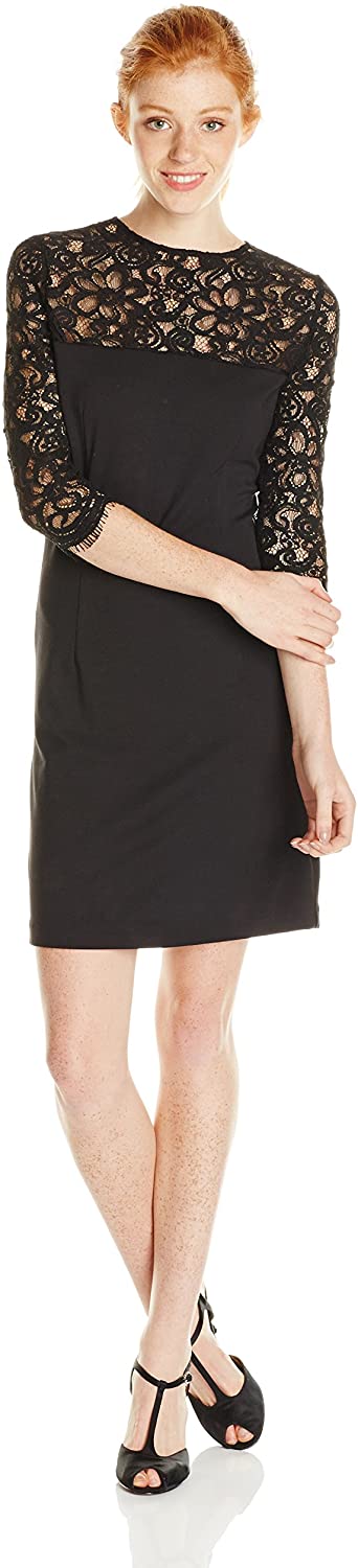 Price:$84.00    BB Dakota Women's Ponte and Lace Dress  Clothing