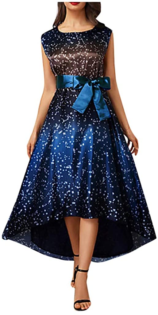 Price:$16.99    Women's Vintage Polka Dot Gradient Dress Plus Size Sleeveless Swing A Line Midi Dress Cocktail Party Dresses  Clothing