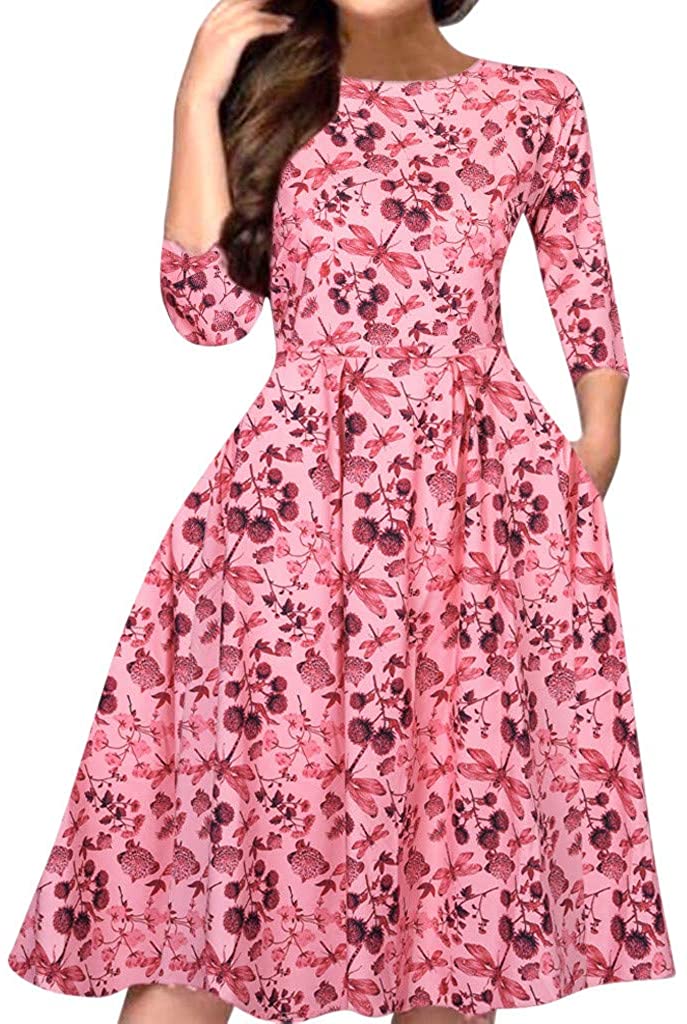 Price:$9.47    Women Elegent A-line Vintage Printing Party Vestidos Dress  Clothing