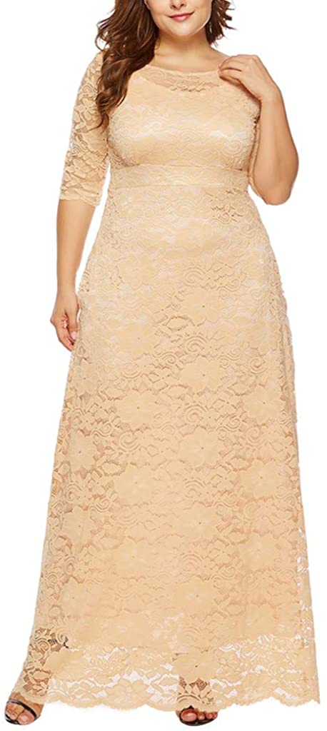 Price:$27.88    Women Solid Oversize Vintage Floral Lace Plus Size Cocktail Formal Swing Dress  Clothing