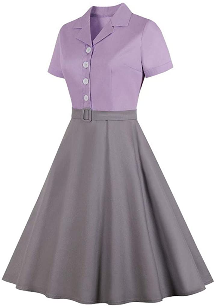 Price:$11.93 Louyue Women's 1950s Retro Vintage V-Neck Party Swing Dress A-Line Cap Sleeve Cocktail Swing Party Dress at Amazon Women’s Clothing store