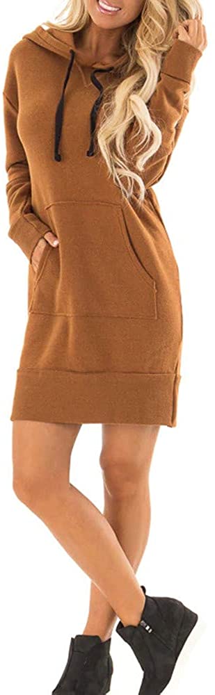 Price:$4.99 Muranba Womens Dresses Pocket Loose Dress Ladies Hooded Casual Long Tops Dress with Pocket at Amazon Women’s Clothing store