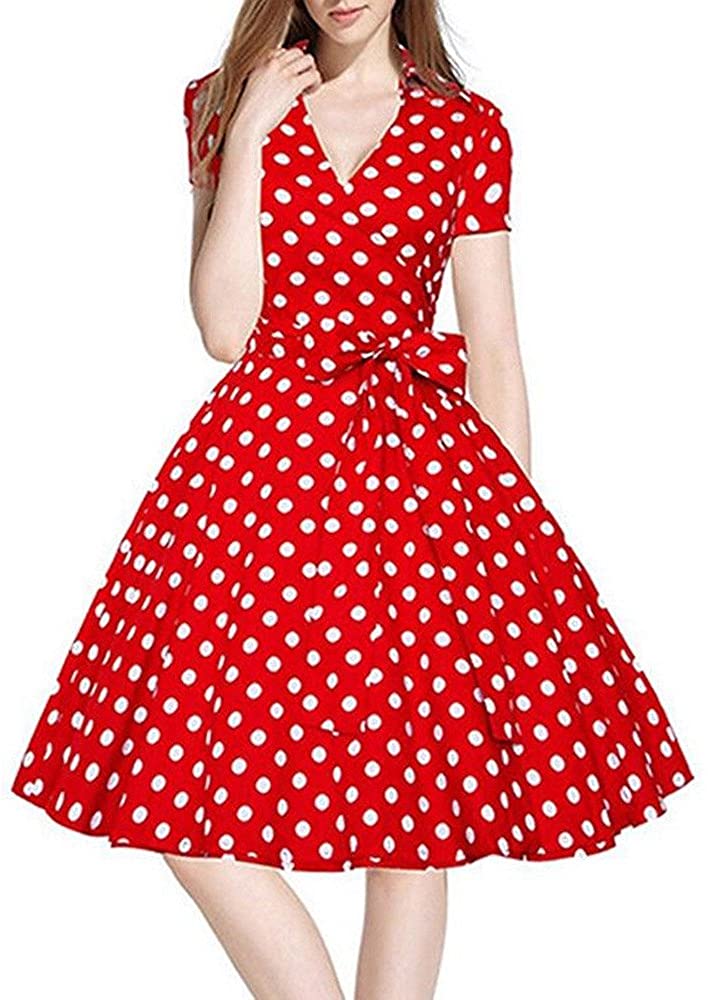 Price:$5.99 Muranba Womens Dresses Vintage Dress 50S 60S Swing Pinup Retro Casual Housewife Party Ball at Amazon Women’s Clothing store